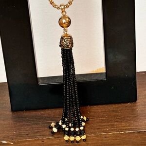 SHB black tassel necklace/ gold tone chain measures 28 in total length +…